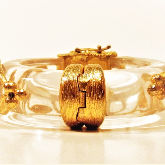 Vintage Early Inna Cytrine Lucite Gold Bracelet - Picture 5 of 8